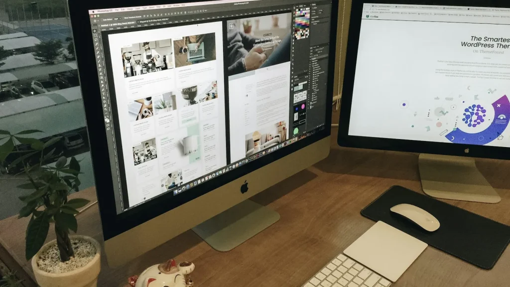 iMac displaying a website design
