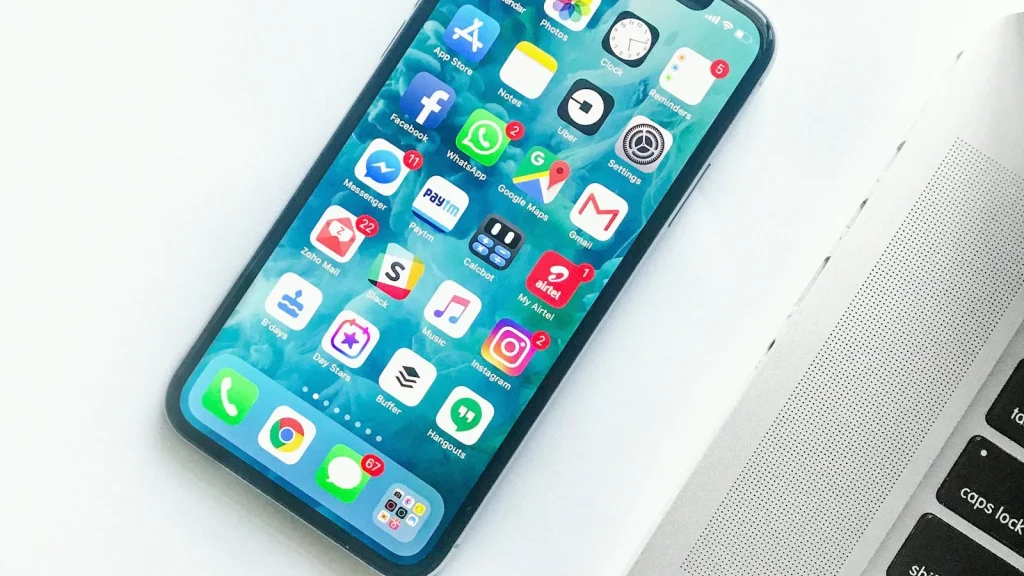 Smartphone showing social media apps