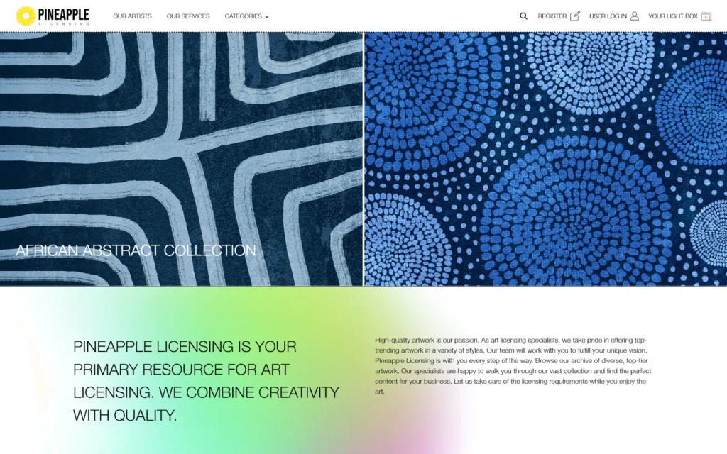 Pineapple Licensing Shopify catalog and product browsing experience