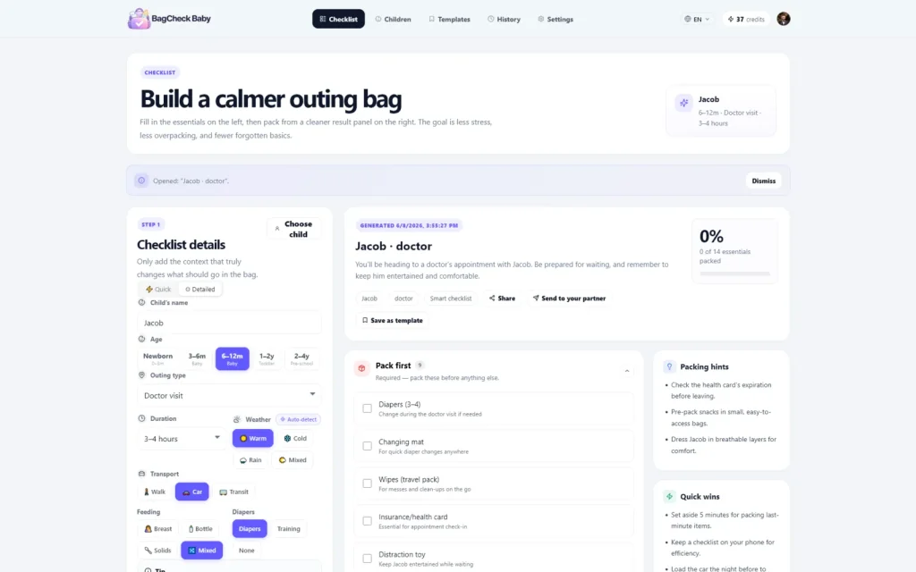 BagCheckBaby mobile checklist app for parents
